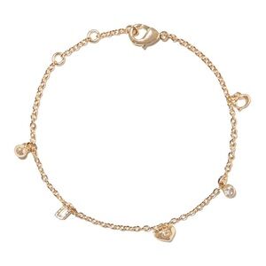 NWT Coach Charm Bracelet Gold Heart 14k Gold over Brass 6.5” Brand NEW COACH
